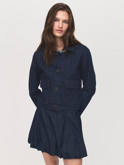 Mango Sabri Utility Denim Jacket, Dark Blue, Dark Blue