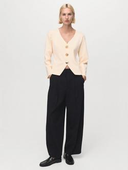 Mango Tonete V-Neck Jacket, Light Beige - view 2, Light Beige