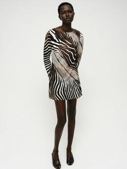 Mango Alegra Zebra Print Mini Dress, Black, Black
