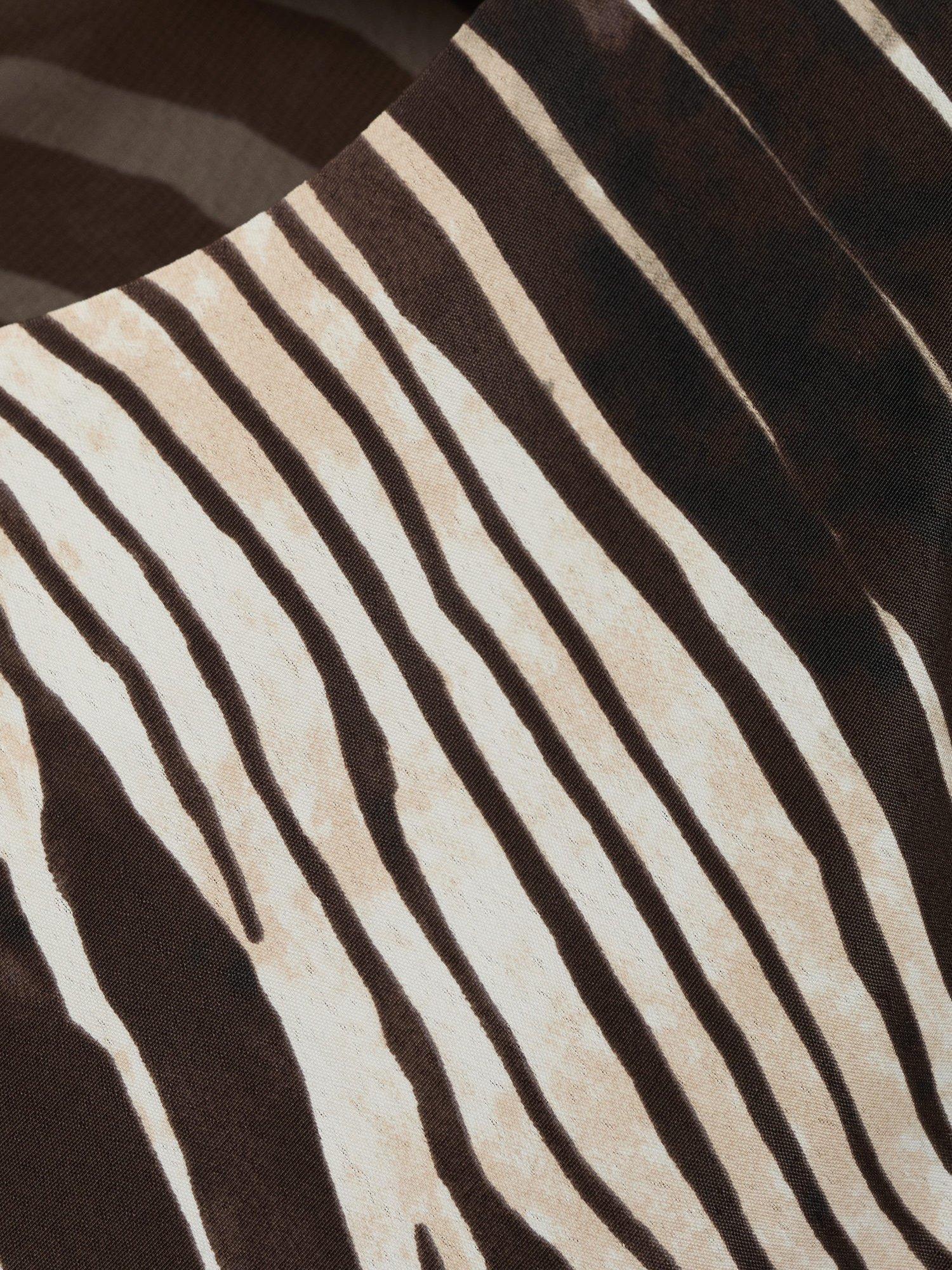 Product image 8 of 8, which shows Mango Alegra Zebra Print Mini Dress, Black, 4