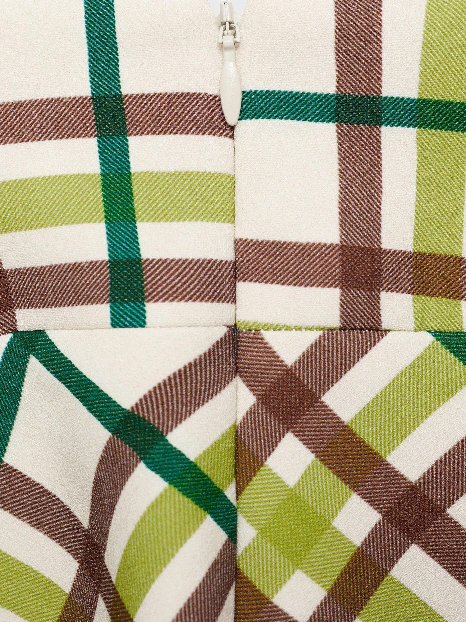 Product image 5 of 7, which shows Mango Cutie Check Spaghetti Strap V Neck Mini Dress, Natural White/Multi, 10