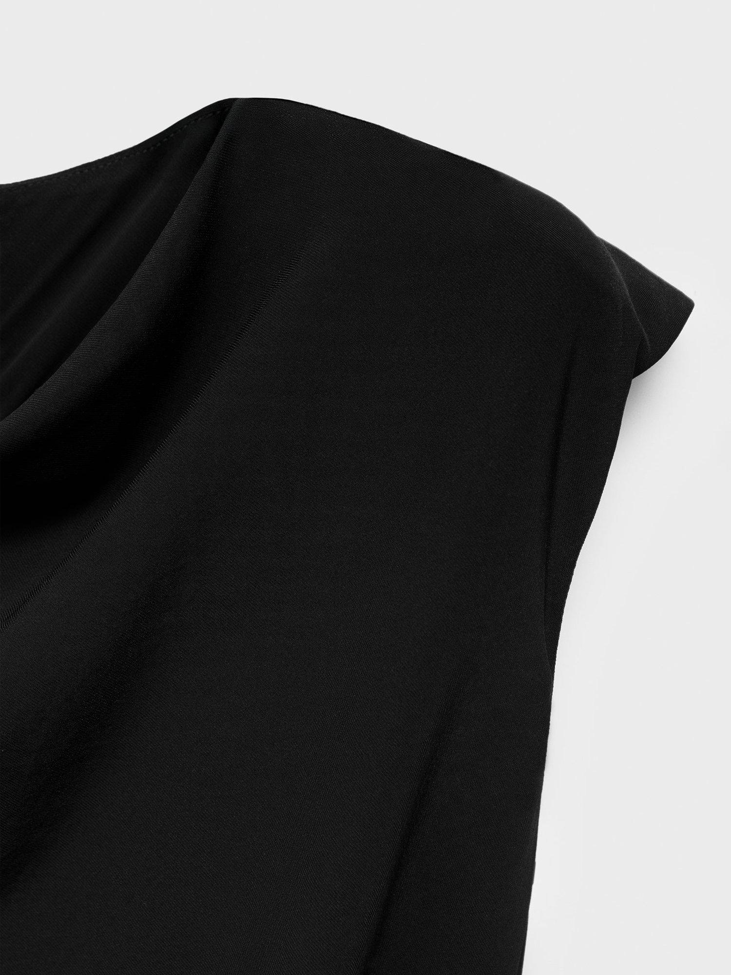 Product image 3 of 3, which shows Mango Edgar Ruched Midi Dress, Black, 4