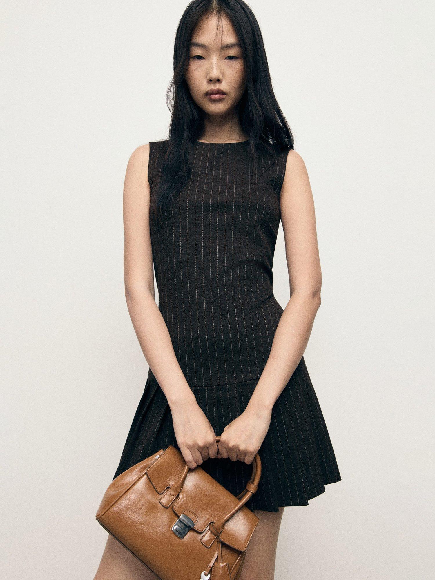 Product image 1 of 6, which shows Mango Jolie Pleated Mini Dress, Grey, 12