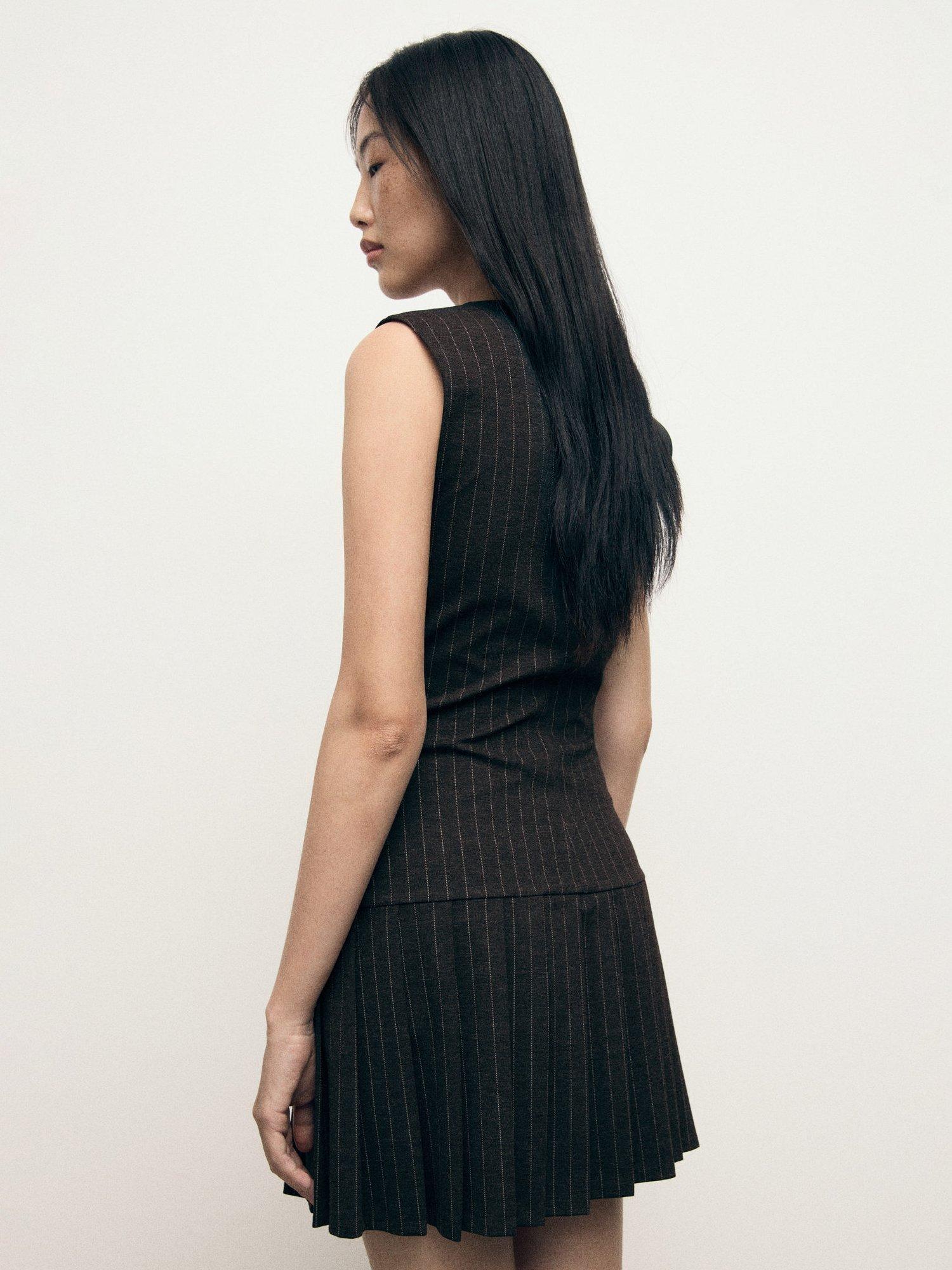 Product image 4 of 6, which shows Mango Jolie Pleated Mini Dress, Grey, 12