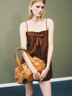 Mango Lazito Bow Detail Mini Dress, Brown, Brown