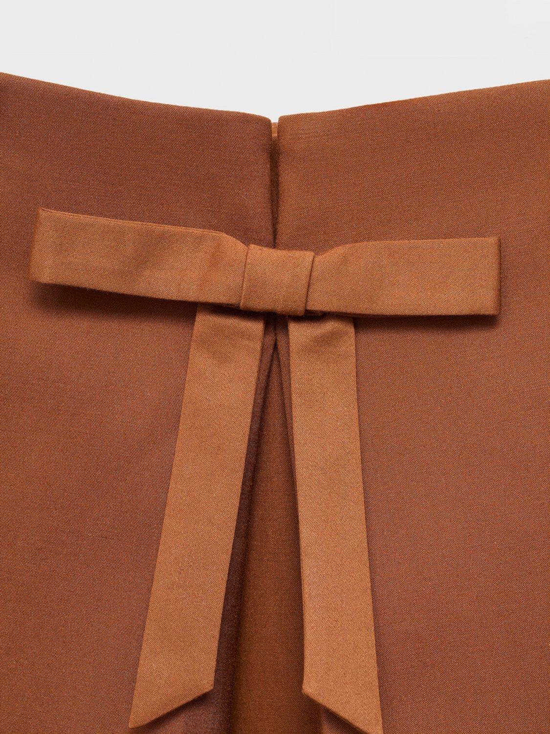 Product image 6 of 6, which shows Mango Lazito Bow Detail Mini Dress, Brown, 10