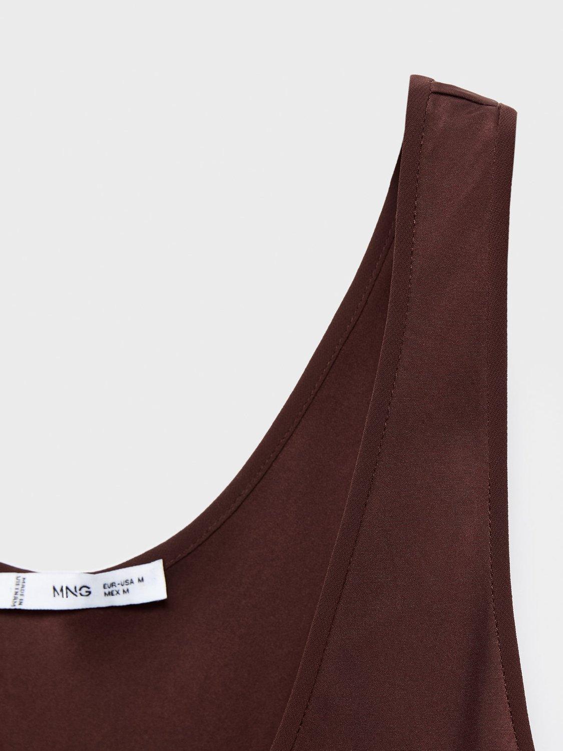 Product image 7 of 7, which shows Mango Luisa Satin A-Line Maxi Dress, Brown, 10