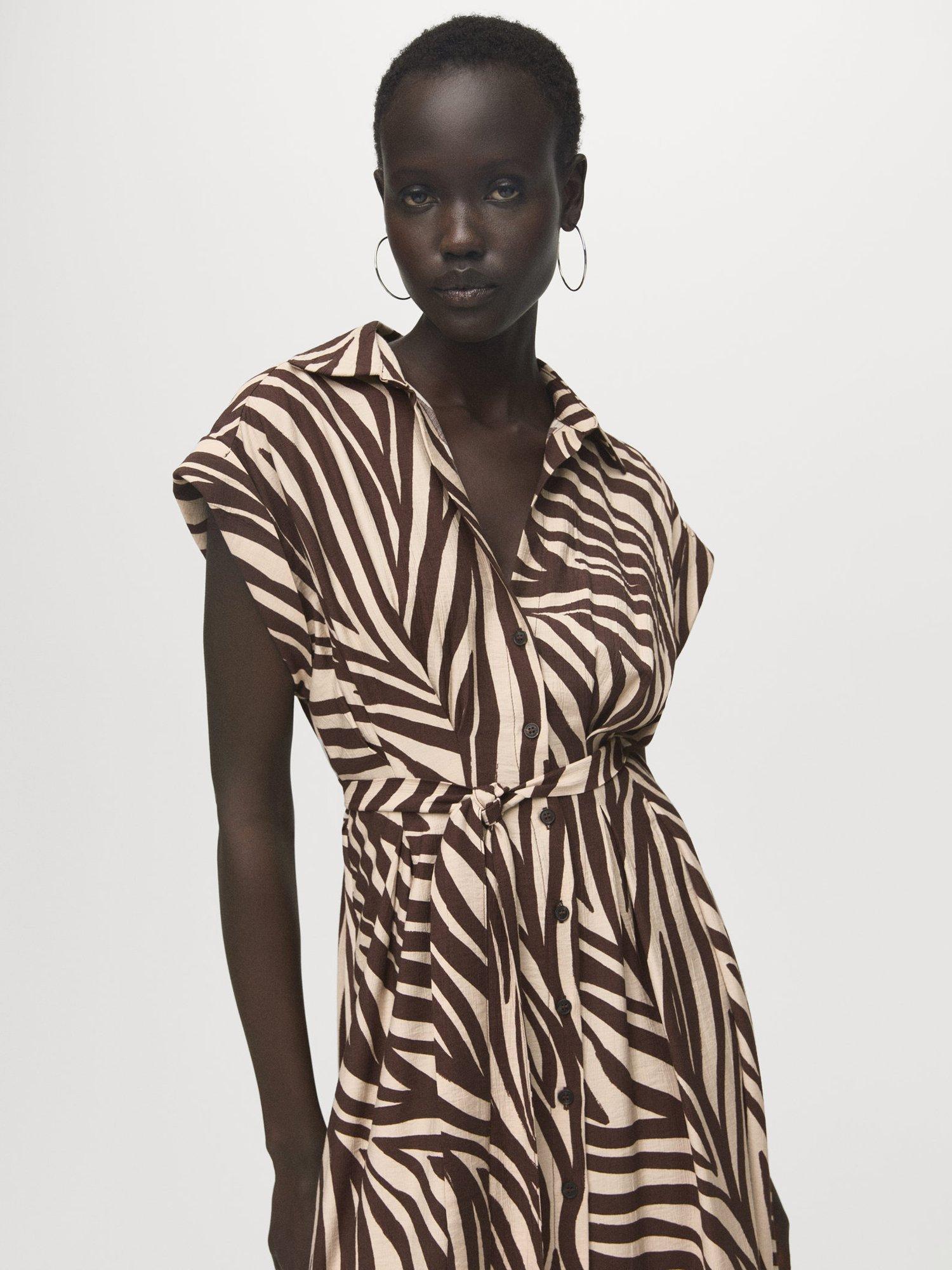 brown zebra print shirt dress Zebra Print Viscose Shirt Dress | Bold and Beautiful main image 0