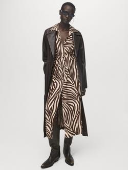 Mango Nikita Zebra Print Shirt Dress, Brown - view 2, Brown