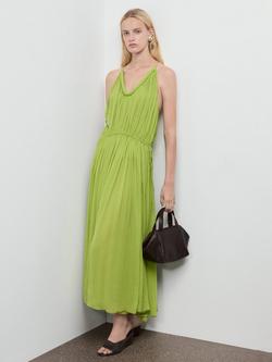 Mango Ocean Pleated Maxi Dress, Bright Green, Bright Green