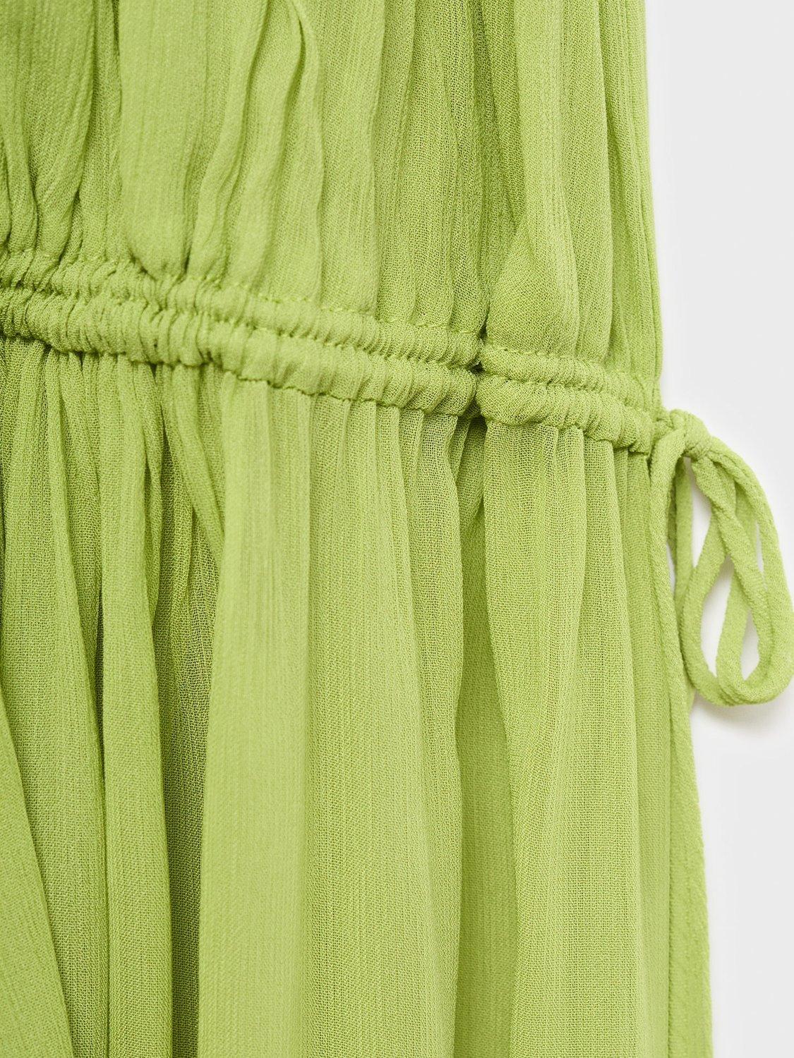 Product image 5 of 8, which shows Mango Ocean Pleated Maxi Dress, Bright Green, 10