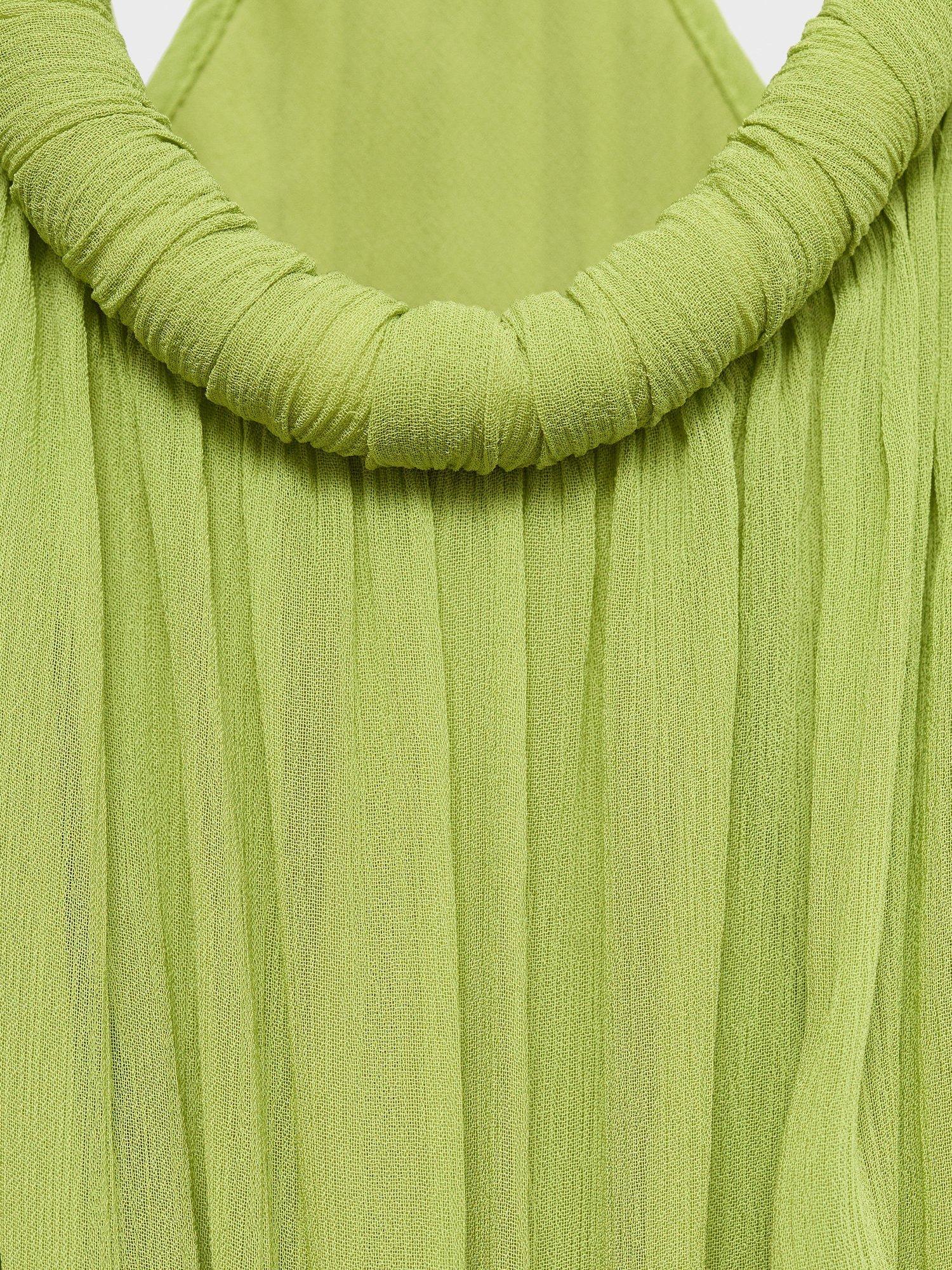 Product image 8 of 8, which shows Mango Ocean Pleated Maxi Dress, Bright Green, 10