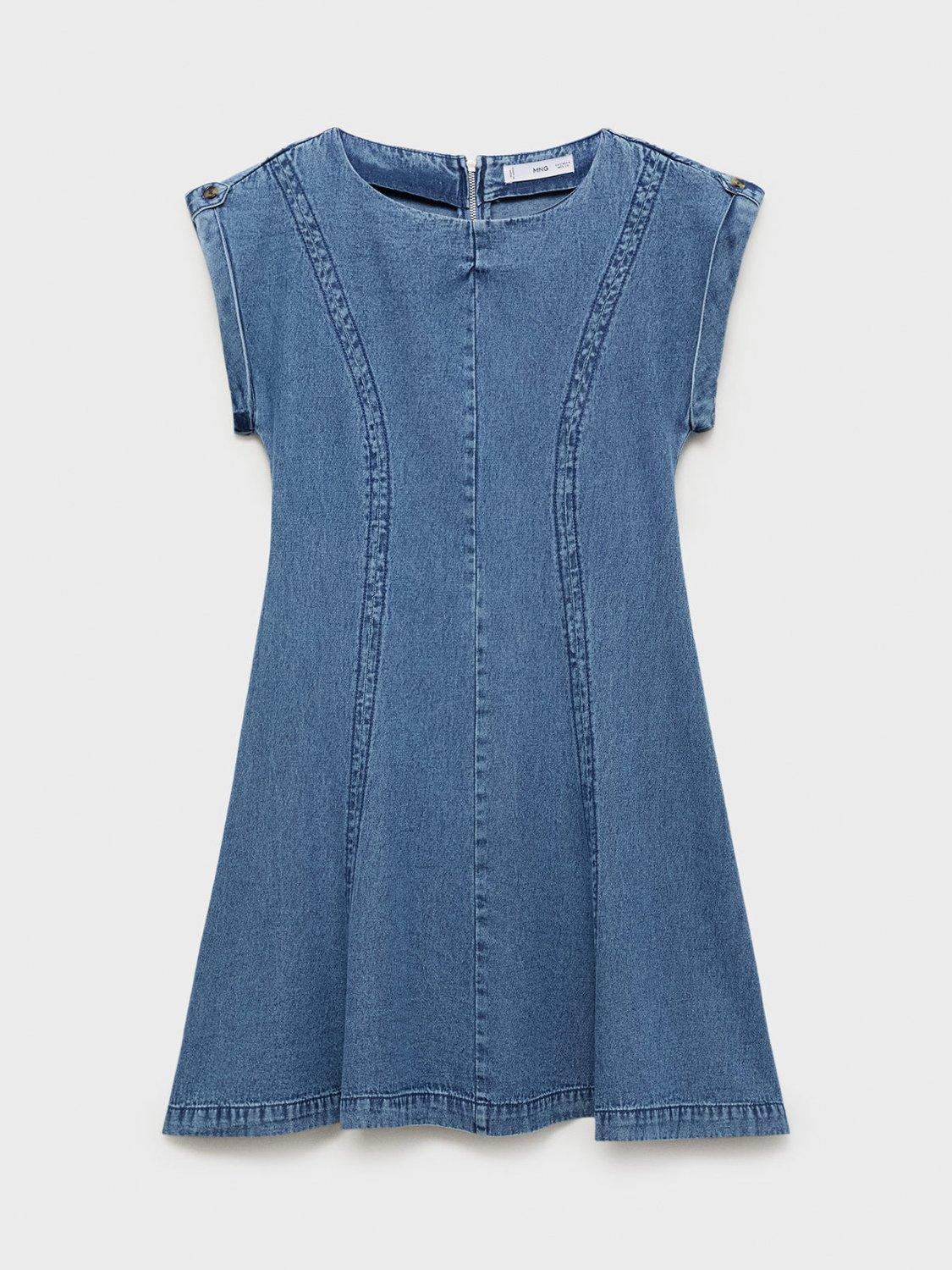Product image 3 of 7, which shows Mango Ziga Denim Mini Dress, Mid Blue, 10