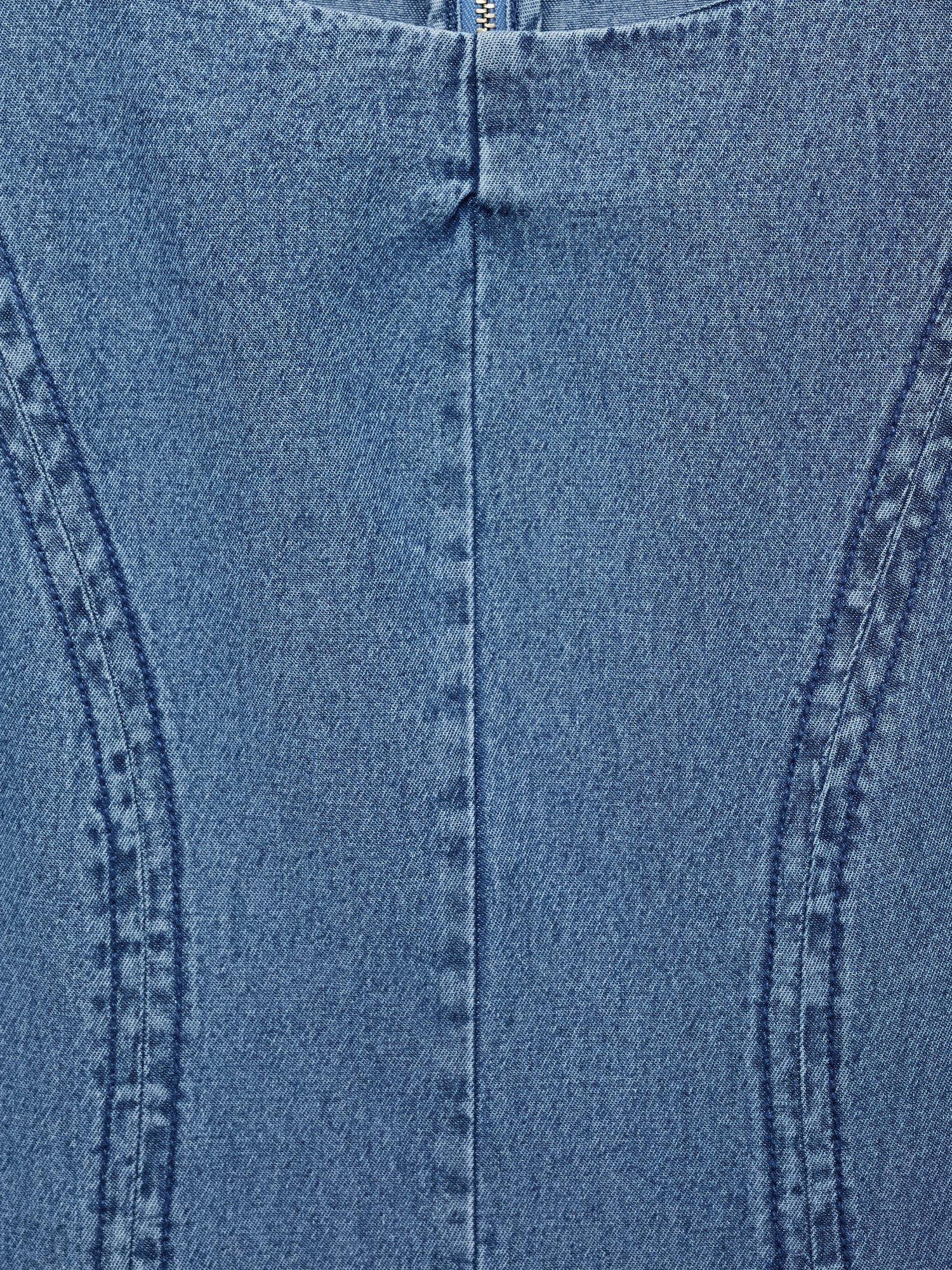 Product image 5 of 7, which shows Mango Ziga Denim Mini Dress, Mid Blue, 10