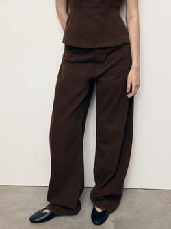 Mango Charlot Mid Rise Balloon Jeans, Dark Brown