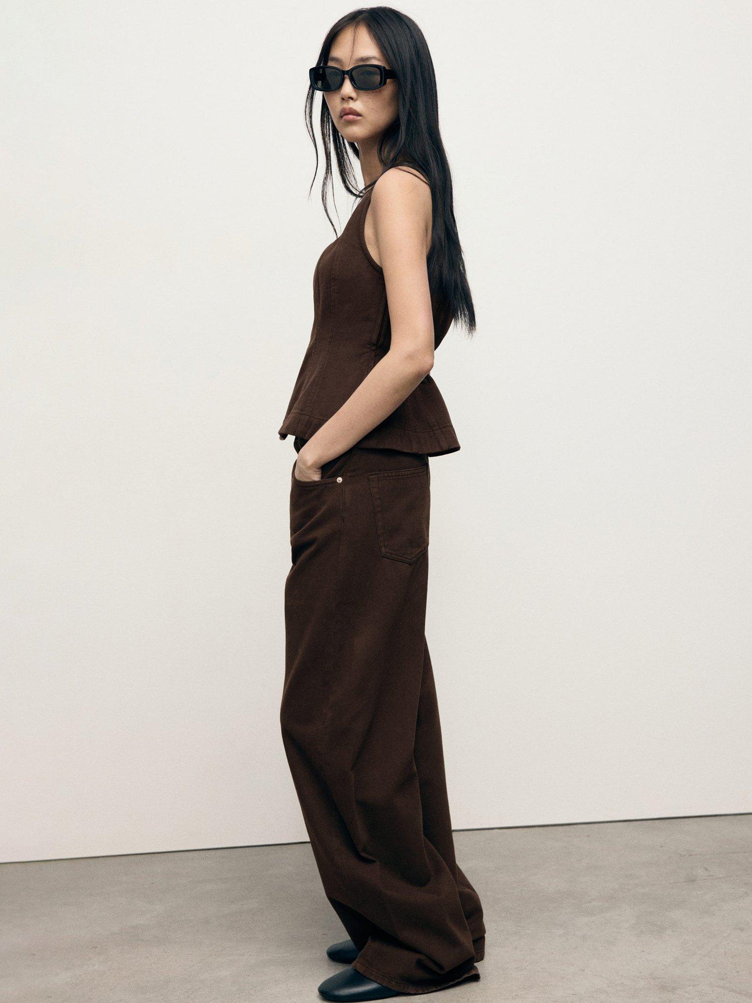 Product image 2 of 8, which shows Mango Charlot Mid Rise Balloon Jeans, Dark Brown, 6