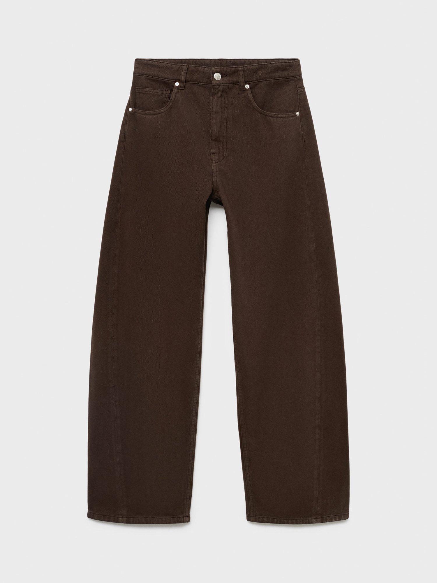 Product image 3 of 8, which shows Mango Charlot Mid Rise Balloon Jeans, Dark Brown, 6