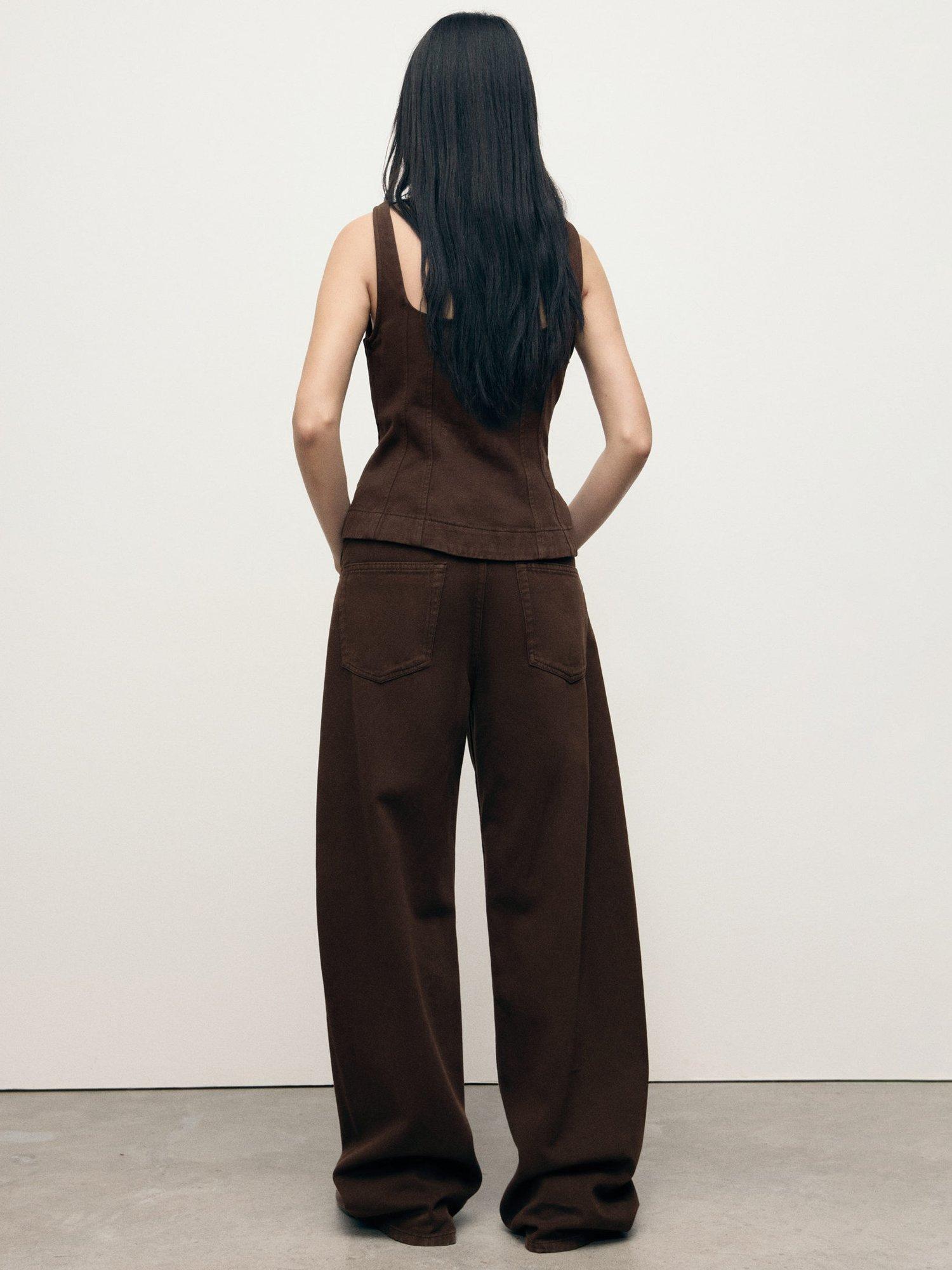 Product image 4 of 8, which shows Mango Charlot Mid Rise Balloon Jeans, Dark Brown, 6