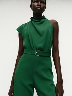 Mango Jiah Belted Asymmetric Jumpsuit, Bright Green - view 2, Bright Green