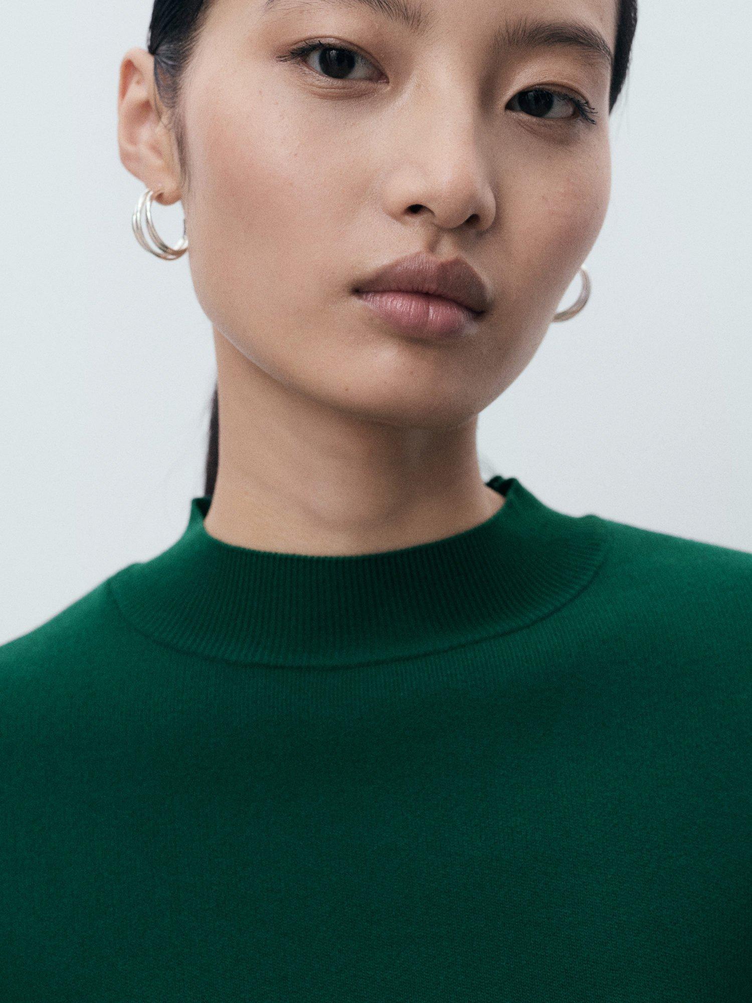 Product image 6 of 8, which shows Mango Dumin Short Sleeve Knit Top, Dark Green, M