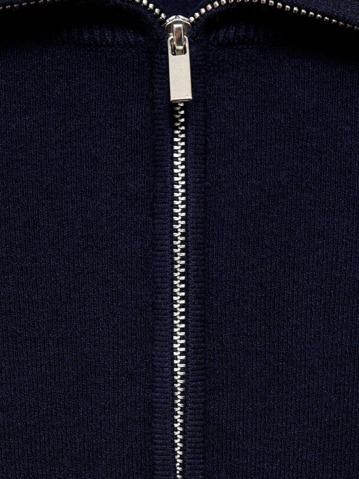 Product image 5 of 8, which shows Mango Latas Zip Neck Jumper, Navy, 5XL