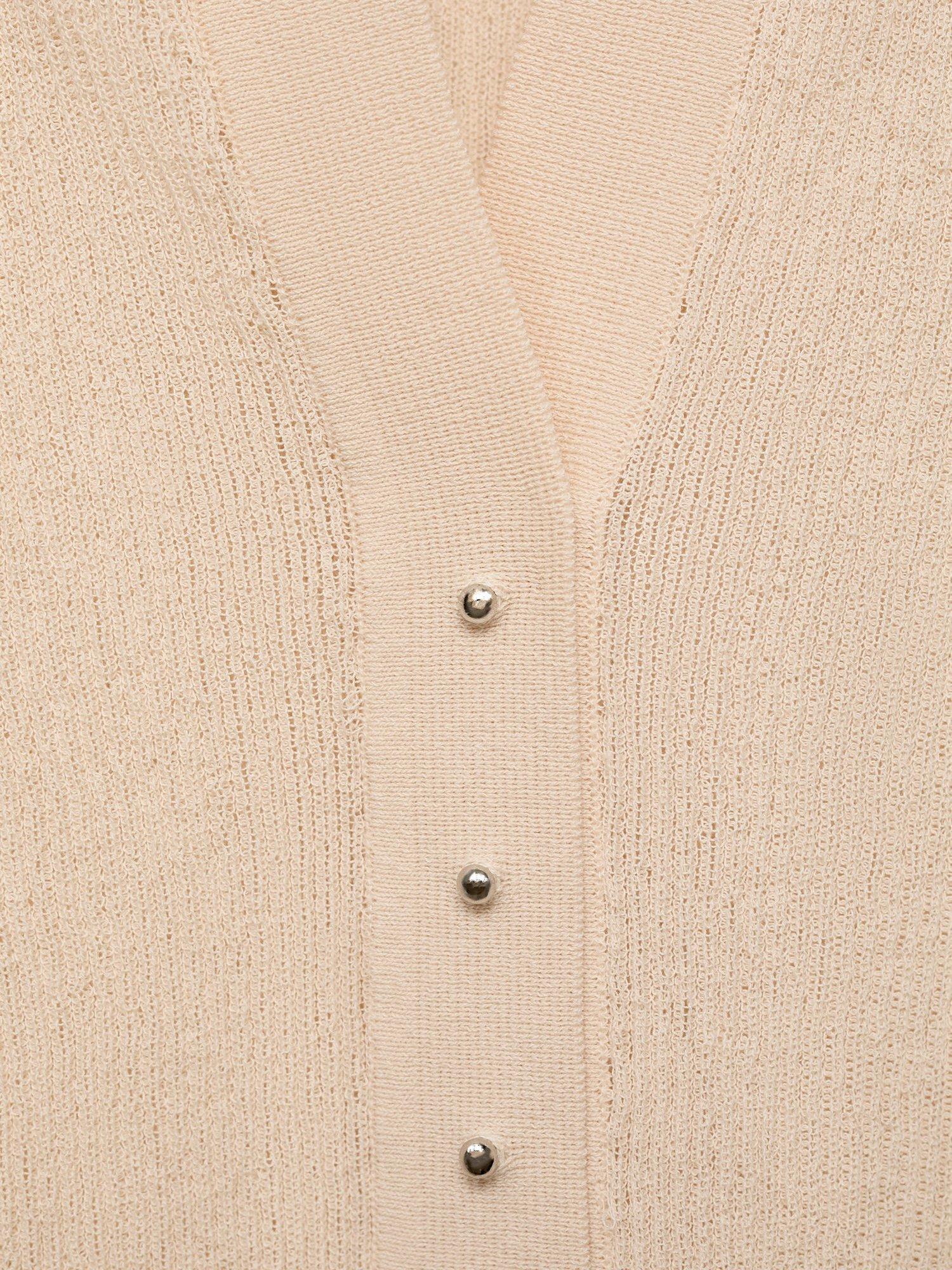 Product image 5 of 7, which shows Mango Mocha Ribbed Short Sleeve Jumper, Light Beige, S