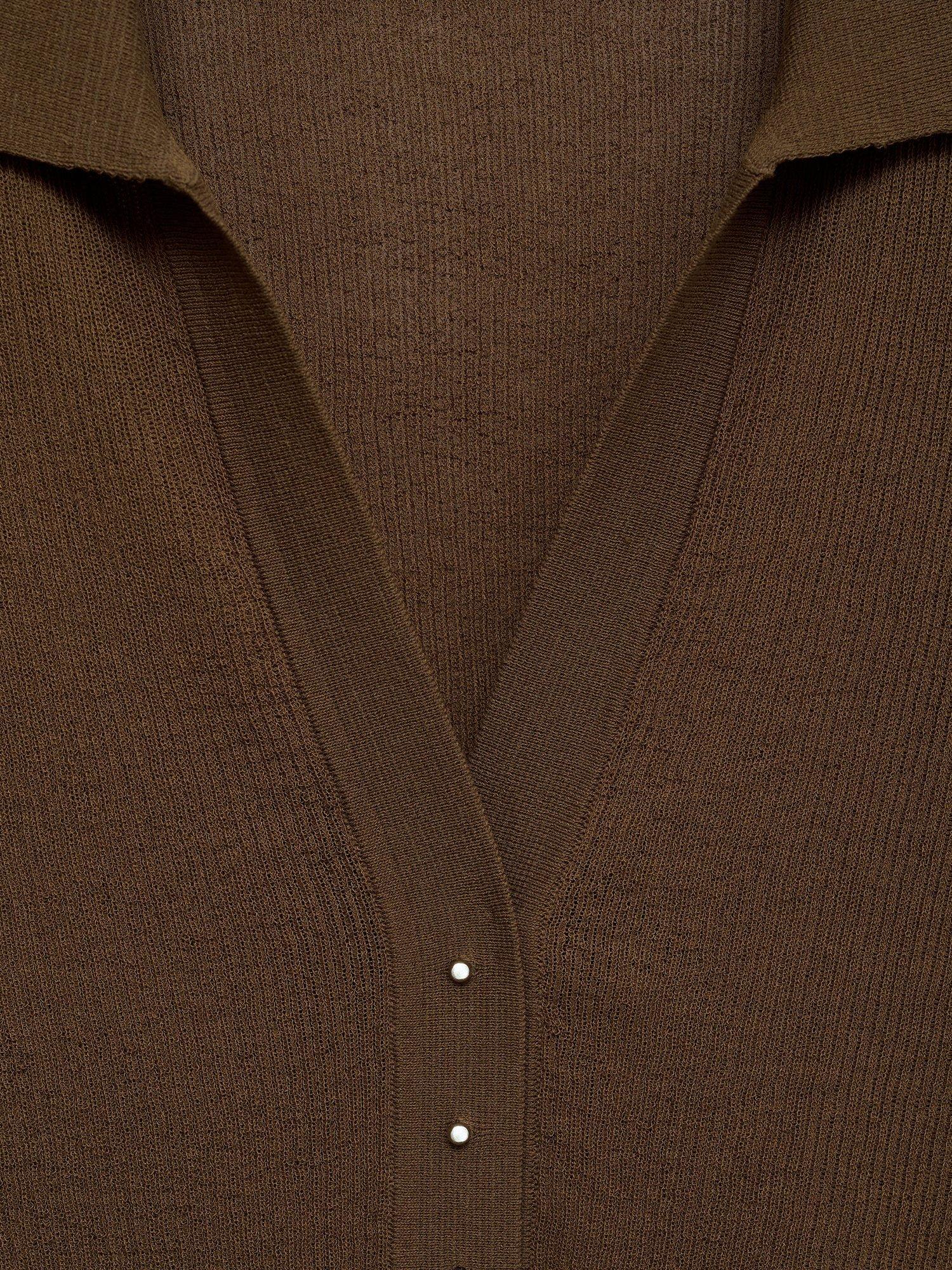 Product image 8 of 8, which shows Mango Mocha Ribbed Short Sleeve Jumper, Dark Brown, XL