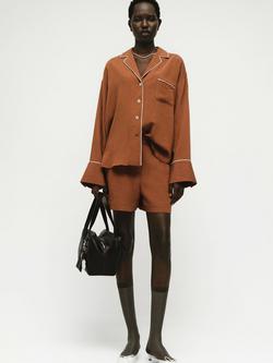 Mango Coconut Long Sleeve V Neck T-Shirt, Brown