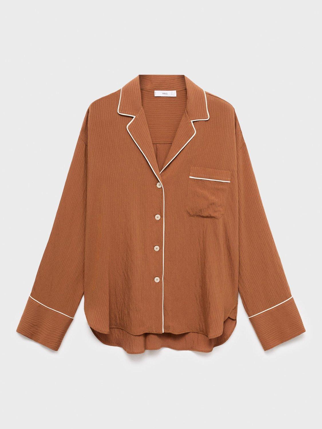 Product image 3 of 7, which shows Mango Coconut Long Sleeve V Neck T-Shirt, Brown, 10