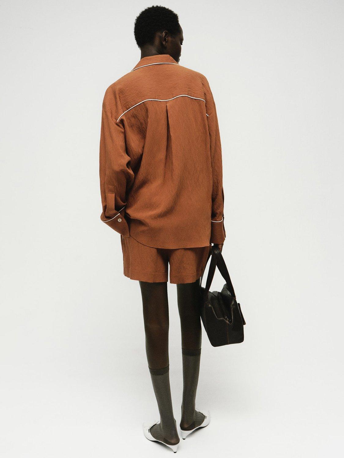 Product image 4 of 7, which shows Mango Coconut Long Sleeve V Neck T-Shirt, Brown, 10