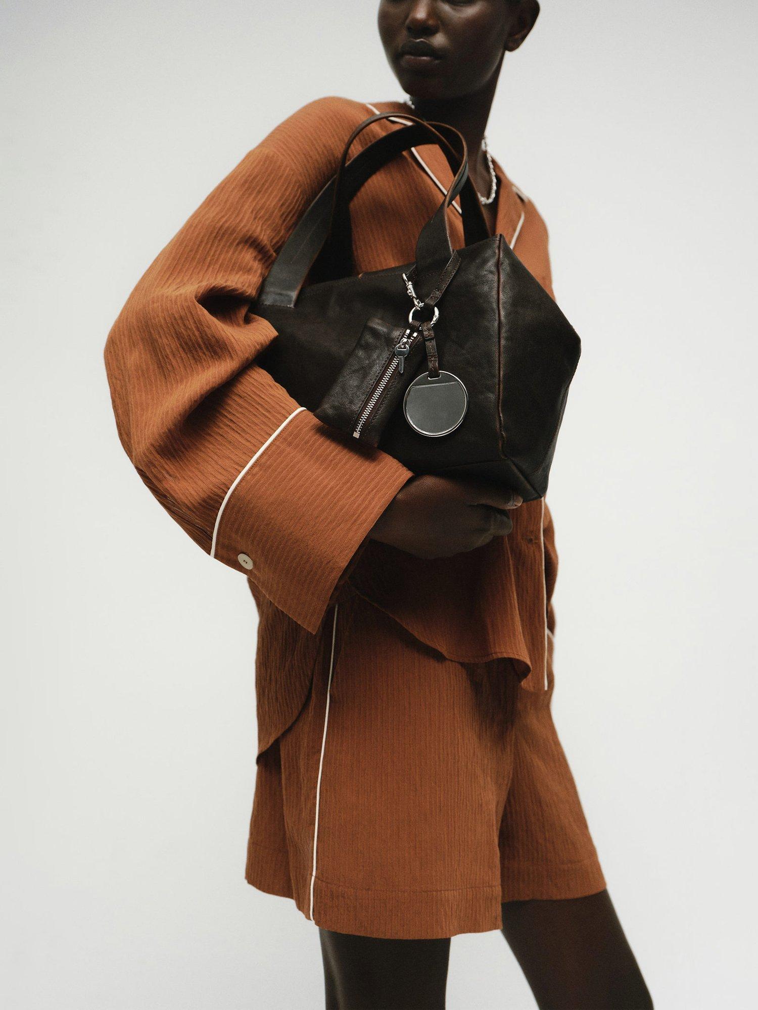 Product image 6 of 7, which shows Mango Coconut Long Sleeve V Neck T-Shirt, Brown, 10