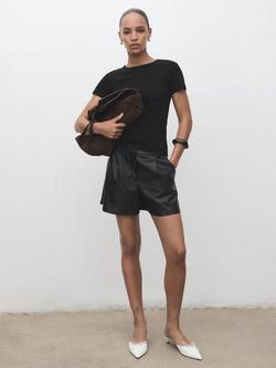 Mango Anna Faux Leather Shorts, Black - view 2, Black
