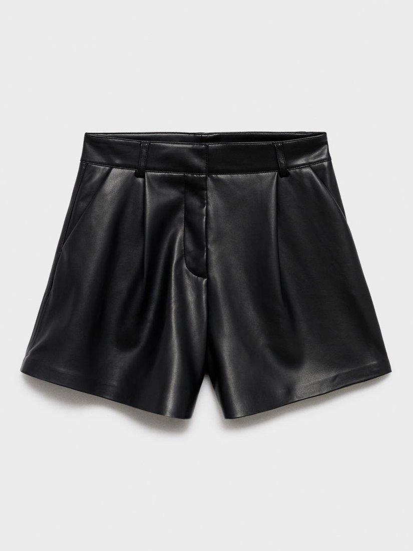 Product image 3 of 8, which shows Mango Anna Faux Leather Shorts, Black, 8