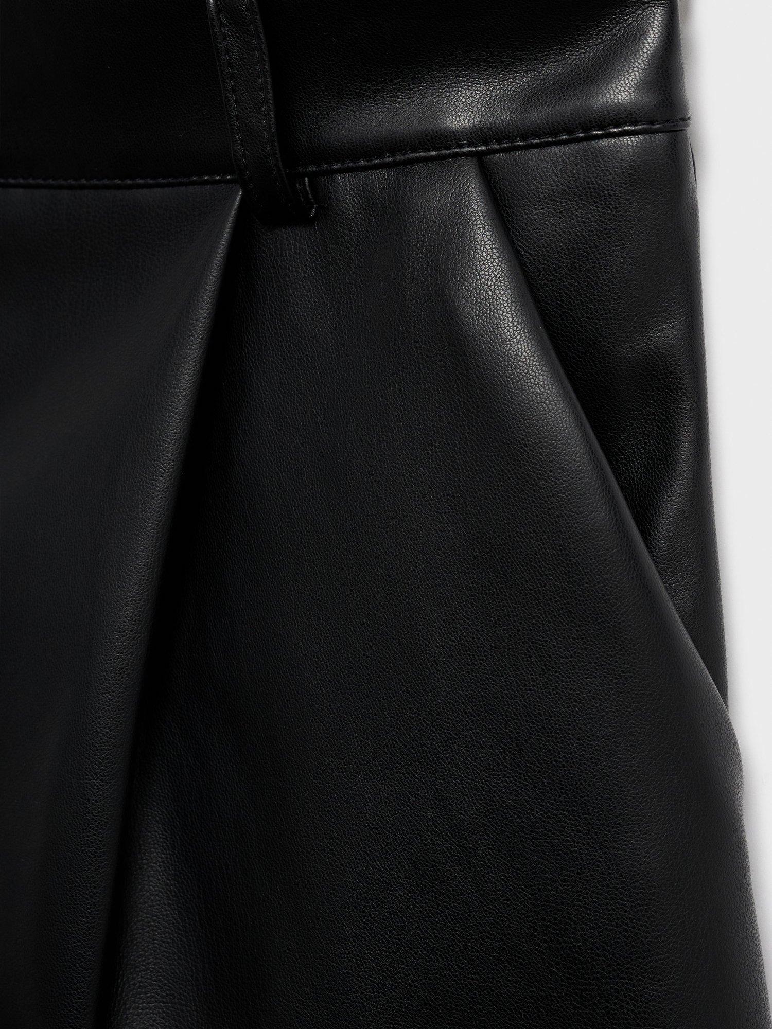 Product image 5 of 8, which shows Mango Anna Faux Leather Shorts, Black, 8