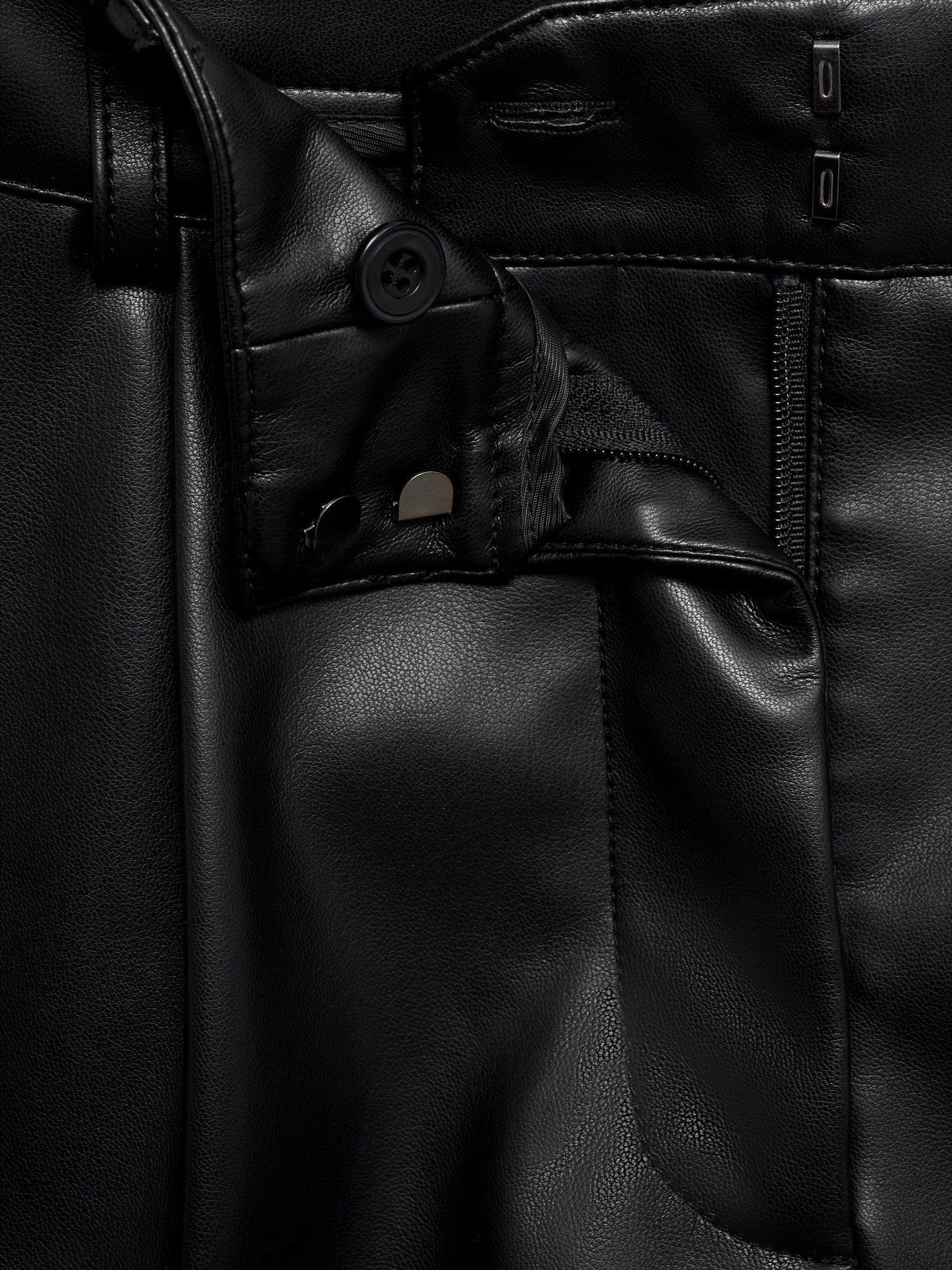 Product image 8 of 8, which shows Mango Anna Faux Leather Shorts, Black, 8