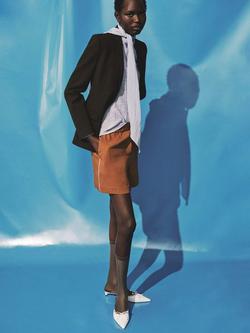 Mango Coconut Trim Contrast Textured Shorts - view 2, Brown