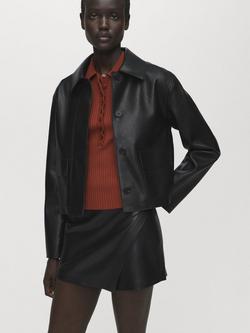 Mango Candy Faux Leather Mini Skirt, Black, Black