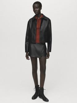 Mango Candy Faux Leather Mini Skirt, Black - view 2, Black