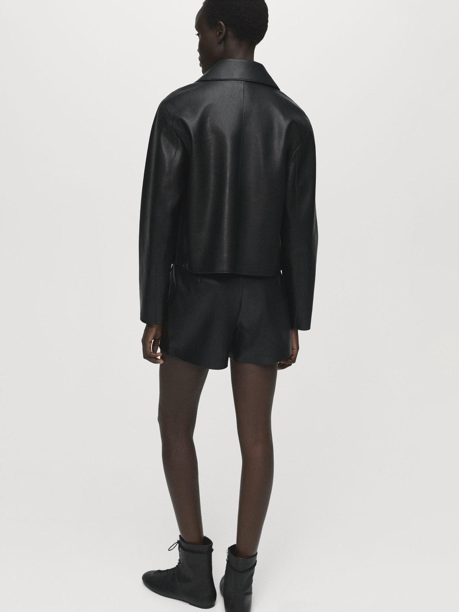 Product image 4 of 7, which shows Mango Candy Faux Leather Mini Skirt, Black, 10