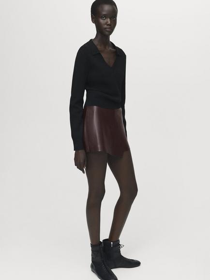 Mango Candy Zip Skirt - view 2, Dark Brown