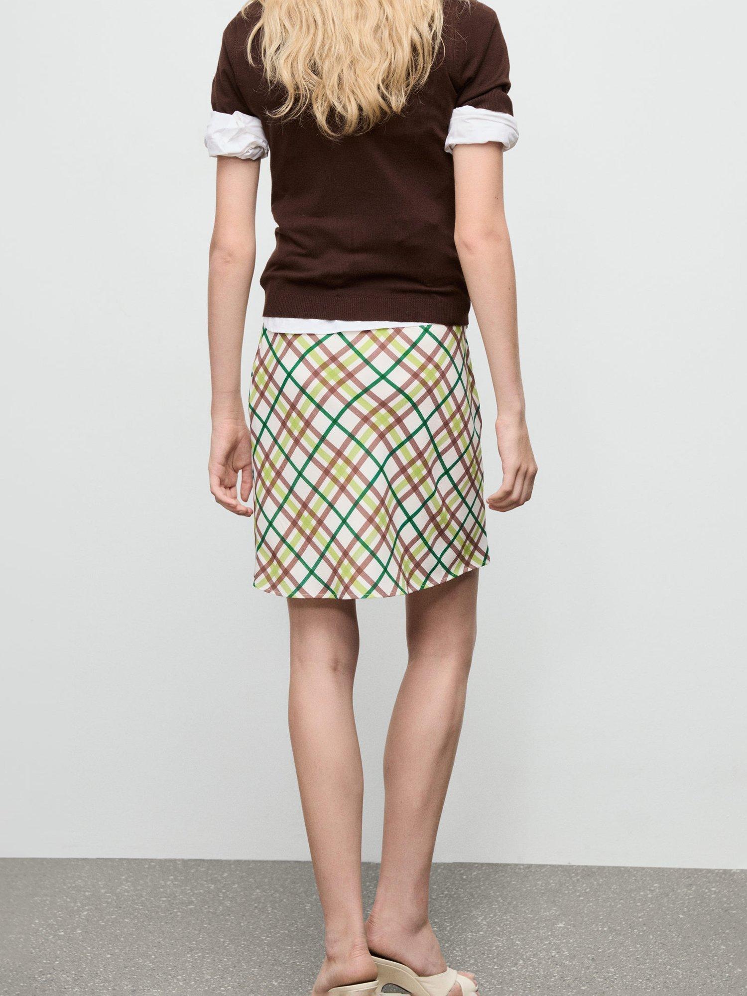 Product image 4 of 8, which shows Mango Diamond Check Mini Skirt, Natural White, L