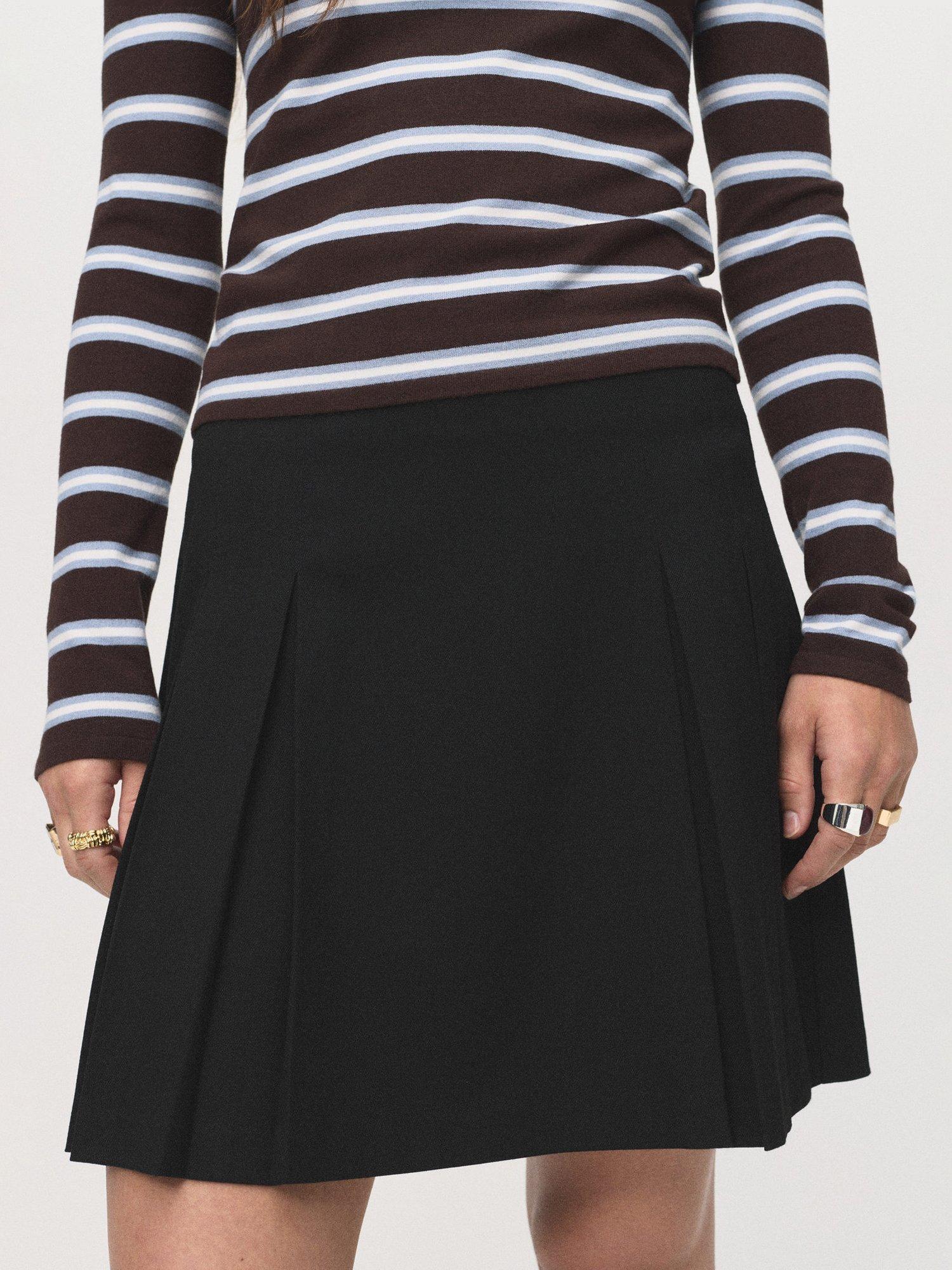 Mango Grunge Pleated Mini Skirt, Black