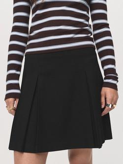 Mango Grunge Pleated Mini Skirt, Black, Black