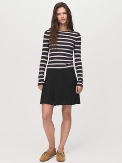 Mango Grunge Pleated Mini Skirt, Black - view 2, Black