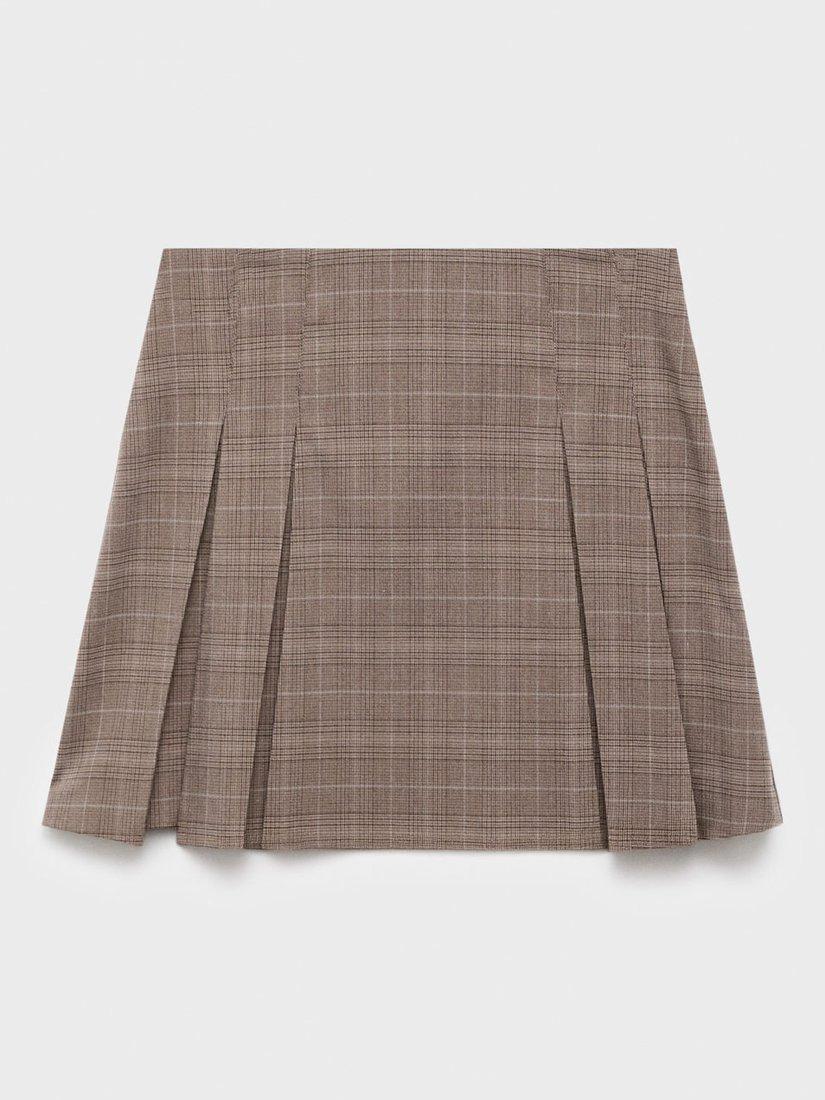 Product image 3 of 8, which shows Mango Grunge Pleated Mini Skirt, Medium Brown, 10