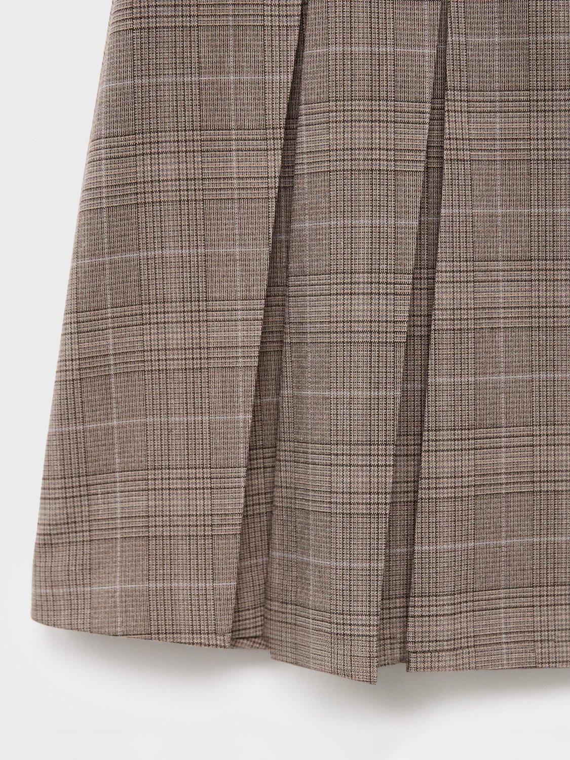 Product image 5 of 8, which shows Mango Grunge Pleated Mini Skirt, Medium Brown, 10