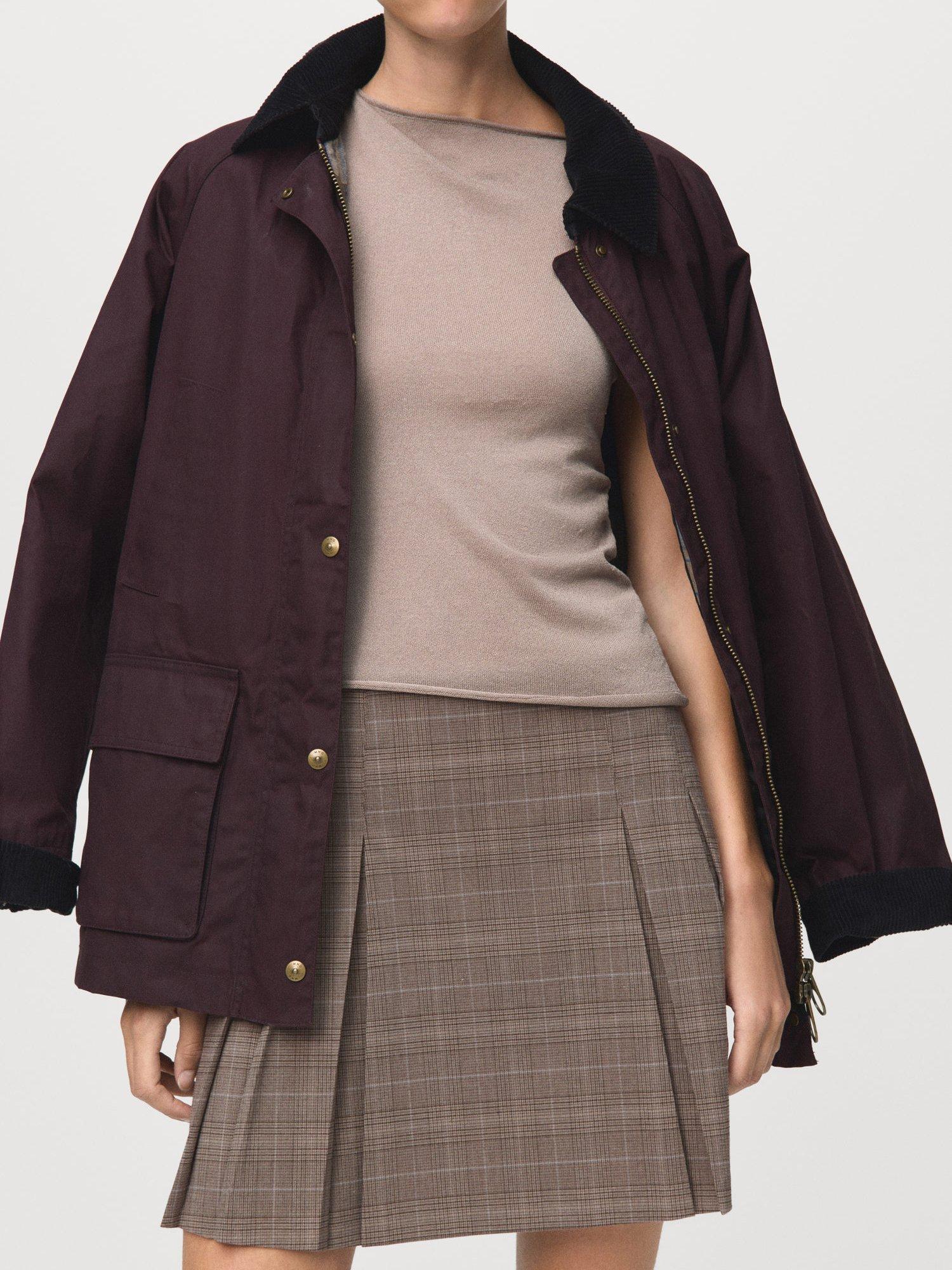 Product image 7 of 8, which shows Mango Grunge Pleated Mini Skirt, Medium Brown, 10