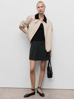 Mango Grunge Pleated Mini Skirt - view 2, Grey