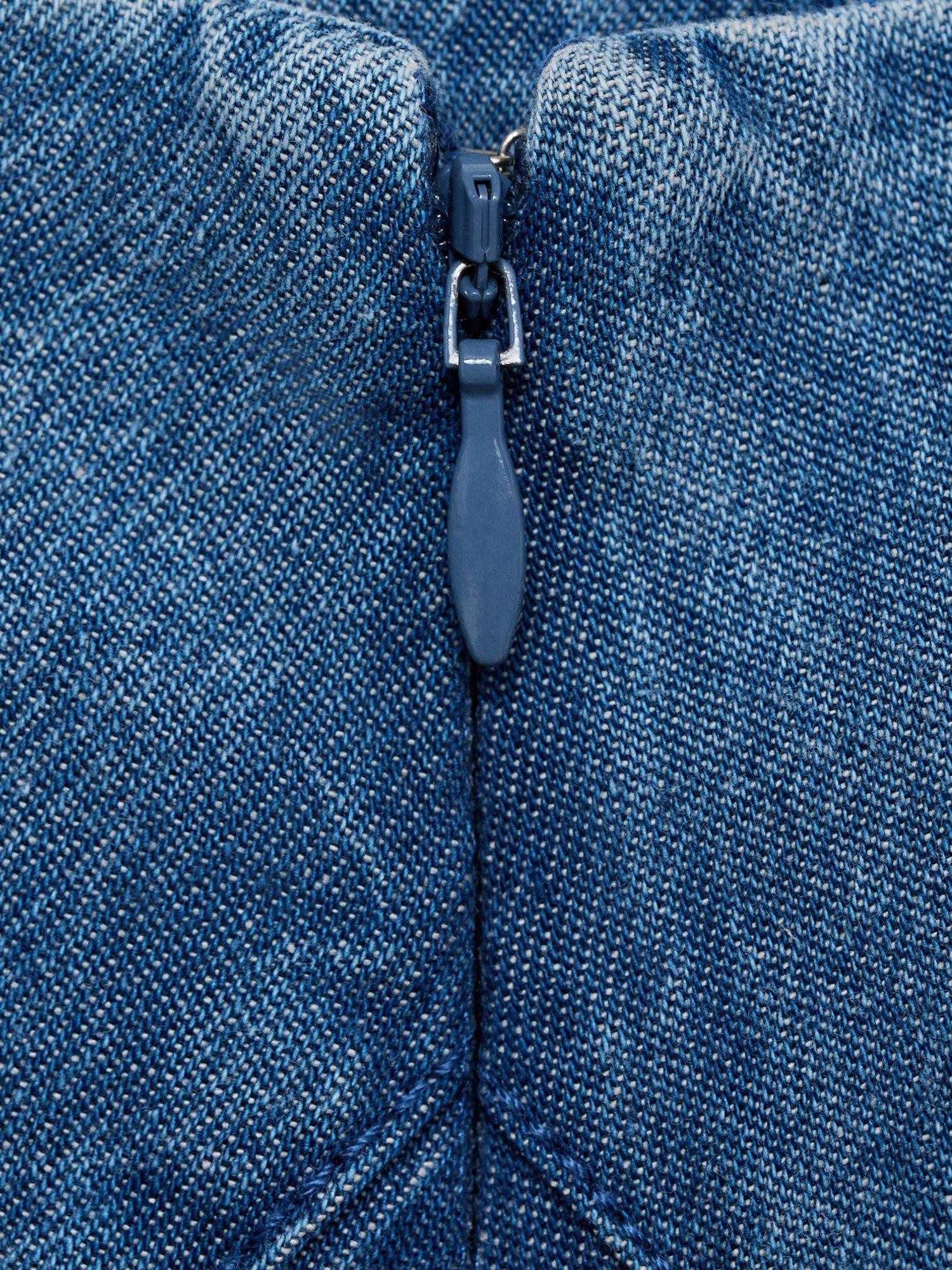 Product image 5 of 6, which shows Mango Ziga Denim Midi Skirt, Mid Blue, M