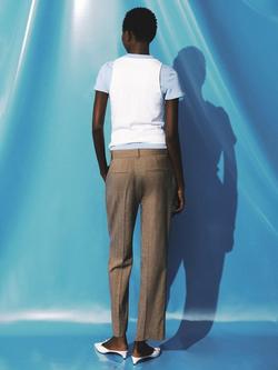 Mango Coren Cotton Short Sleeve Round Neck T-Shirt - view 2, Pastel Blue